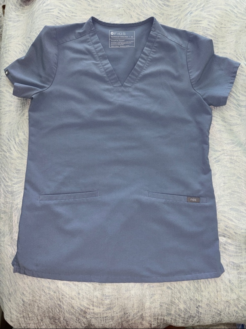 Figs Navy V-Neck Medical Scrub Top